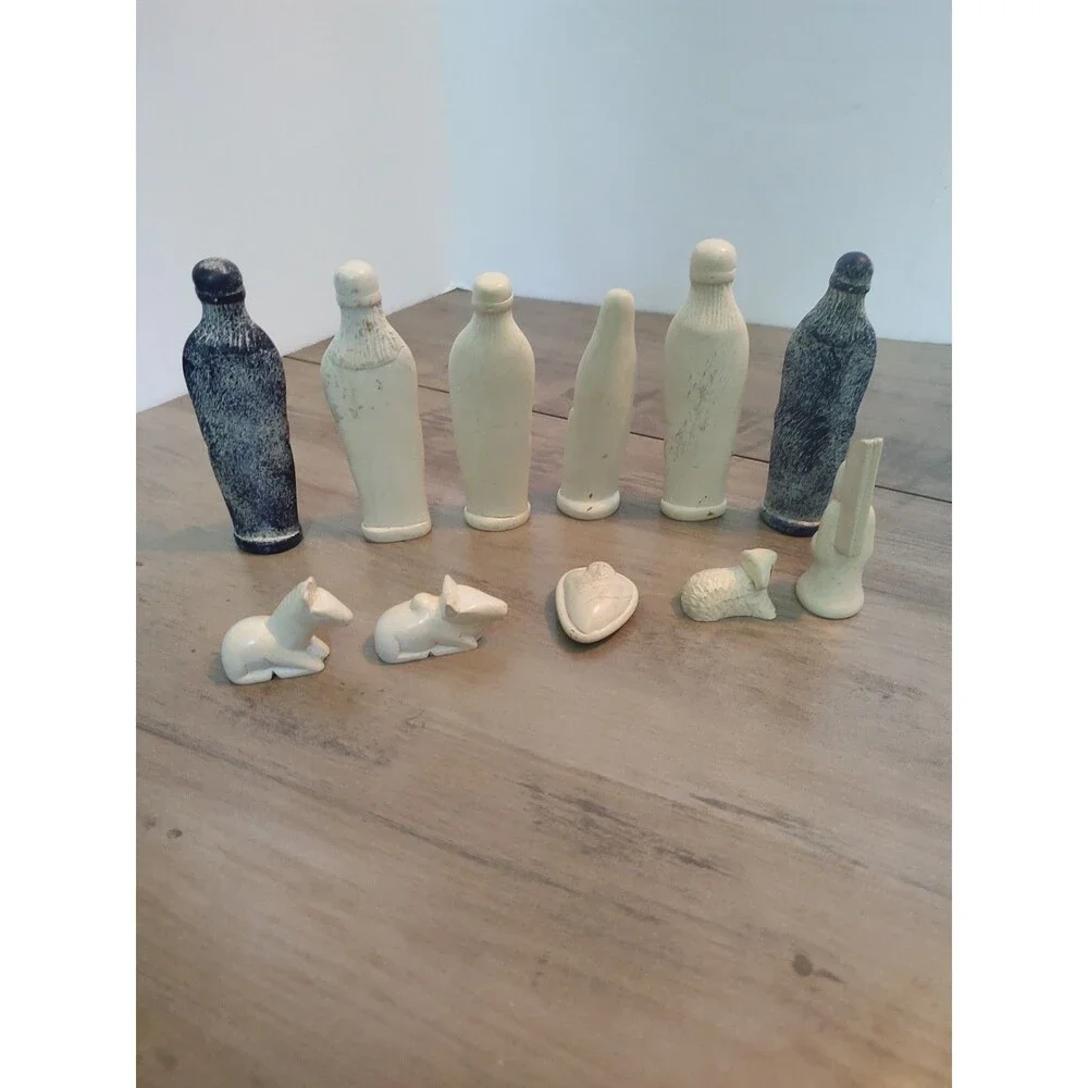 11 Piece Soap Stone Nativity Set Hand Carved African Folk Art Christmas